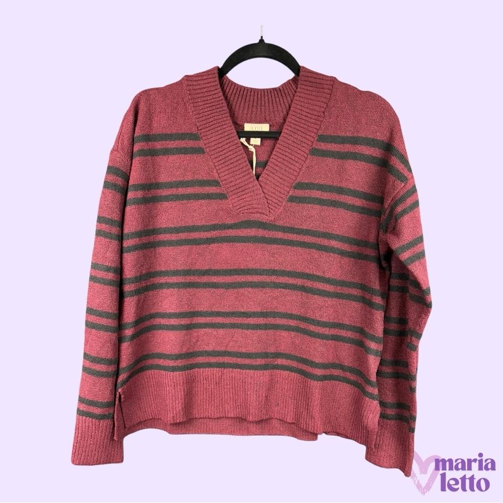 A.n.a V-neck Striped Sweater, NWT, Medium
